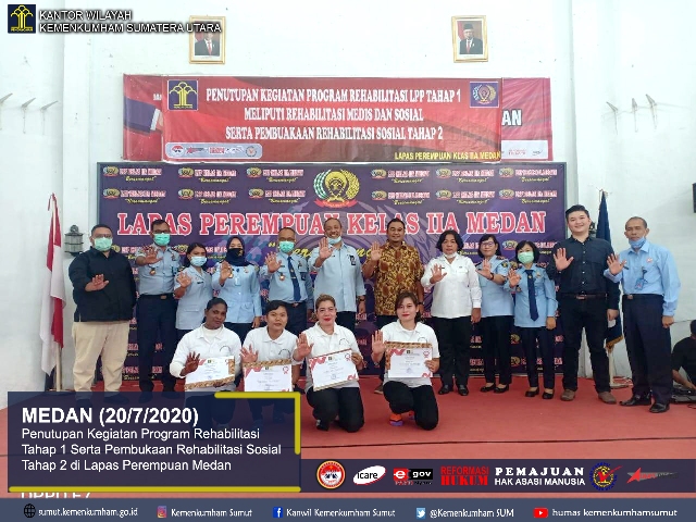 Program Rehabilitasi Tahap 1 Ditutup, Rehabilitasi Sosial Tahap 2 di Kanwil Depkum HAM Sumut Dibuka