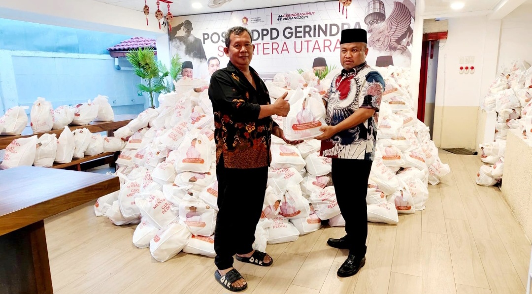 Gerindra Sumut Bagikan 10.000 Sembako untuk Warga saat HUT ke-18 Partai